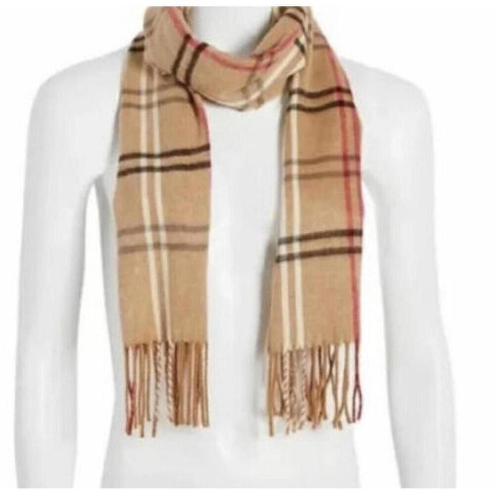 Steve Madden Camel Plaid Muffler Fringe Trim Scarf - NWT - Picture 4 of 6